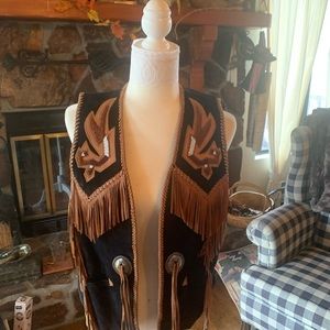 Suede and leather fringe vest